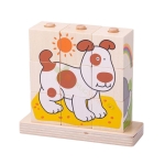 ДЪРВЕНИ КУБЧЕТА ЗА НАНИЗВАНЕ - ЖИВОТНИ BB104 / BIGJIGS STACKING PUZZLE - PETS