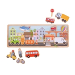 МАГНИТЕН ДЪРВЕН ПЪЗЕЛ ГРАД BJ910 / BIGJIGS MAGNET WOODEN PUZZLE CITY