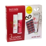 БИОТРЕЙД АКНЕ АУТ КОМПЛЕКТ 3 СТЪПКИ ПРОТИВ ПЪПКИ / BIOTRADE COSMECEUTICALS ACNE OUT 3-STEP ANTI-PIMPLE KIT