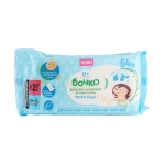 МОКРИ КЪРПИ ЗА ЛИЦЕ И ТЯЛО С 99.6% ВОДА БОЧКО 64 броя / BOCHKO WET WIPES FOR FACE AND BODY WITH 99.6% WATER