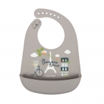 КАНПОЛ СИЛИКОНОВ ЛИГАВНИК С ДЖОБ BONJOUR PARIS БЕЖОВ / CANPOL BABIES SILICONE BIB WITH POCKET BONJOUR PARIS BEIGE