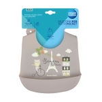 КАНПОЛ СИЛИКОНОВ ЛИГАВНИК С ДЖОБ BONJOUR PARIS БЕЖОВ / CANPOL BABIES SILICONE BIB WITH POCKET BONJOUR PARIS BEIGE