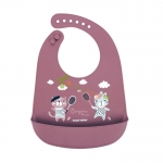 КАНПОЛ СИЛИКОНОВ ЛИГАВНИК С ДЖОБ BONJOUR PARIS ЧЕРВЕН / CANPOL BABIES SILICONE BIB WITH POCKET BONJOUR PARIS RED 