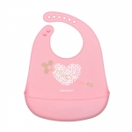 КАНПОЛ СИЛИКОНОВ ЛИГАВНИК С ДЖОБ PASTEL РОЗОВ / CANPOL BABIES SILICONE BIB WITH POCKET PASTEL PINK