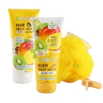 КОЗМЕТИЧЕН КОМПЛЕКТ FRUIT SALAD МАНГО, КИВИ И АВОКАДО + ГЪБА ЗА БАНЯ / NATURES OF AGIVA ROSES FRUID SALAD GIFT SET
