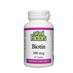 НАТУРАЛ ФАКТОРС БИОТИН таблетки 300 мкг 90 броя / NATURAL FACTORS BIOTIN MAINTAINS GOOD HEALTH