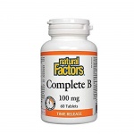 НАТУРАЛ ФАКТОРС  ВИТАМИН Б КОМПЛЕКС TR таблетки 100 мг. 60 броя / NATURAL FACTORS COMPLETE B TIME RELEASE