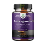 НЕЙЧЪРС КРАФТ АШВАГАНДА (КОРЕН) С ЧЕРЕН ПИПЕР капсули 60 броя / NATURE'S KRAFT ASHWAGANDHA WITH BLACK PEPPER 