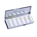 ПРАВОЪГЪЛНА МЕТАЛНА КУТИЯ ЗА ЛЕКАРСТВА С 6 ОТДЕЛЕНИЯ И ОГЛЕДАЛО / RECTANGULAR METAL MEDICINE BOX WITH 6 COMPARTMENTS AND MIRROR