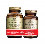 СОЛГАР КОМПЛЕКТ ФОРМУЛА ЗА КОЖА, НОКТИ И КОСА + МАГНЕЗИЙ С ВИТАМИН Б6 / SOLGAR SET SKIN, NAILS AND HAIR FORMULA + MAGNESIUM WITH VITAMIN B6