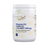 ВИТАМИН D3 50 мкг + К2 MK7 200 мкг таблетки 120 броя / VITA WORLD VITAMIN D3 50 mcg + K2 MK7 200 mcg