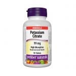 КАЛИЙ таблетки 99 мг. 90  броя / WEBBER NATURALS POTASSIUM CITRATE